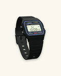 Casio F-91W-1 Classic Black, three-quarter view