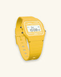 Casio F-91WC-9 Sunflower, three-quarter view