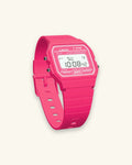 Casio F-91WC-4 Hot Pink, three-quarter view