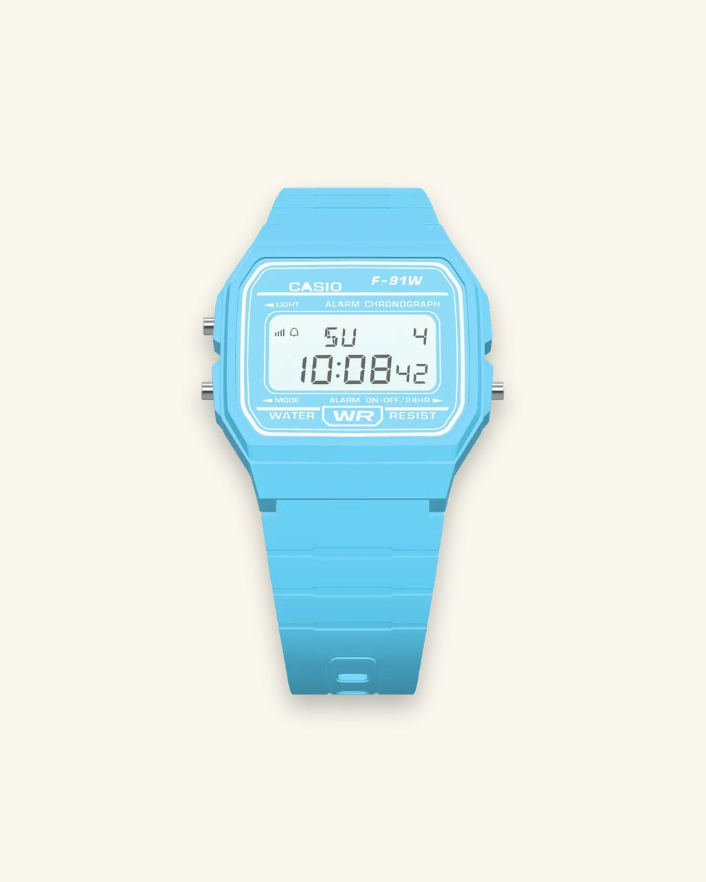 Casio F-91WC-2 Sky Blue, front view