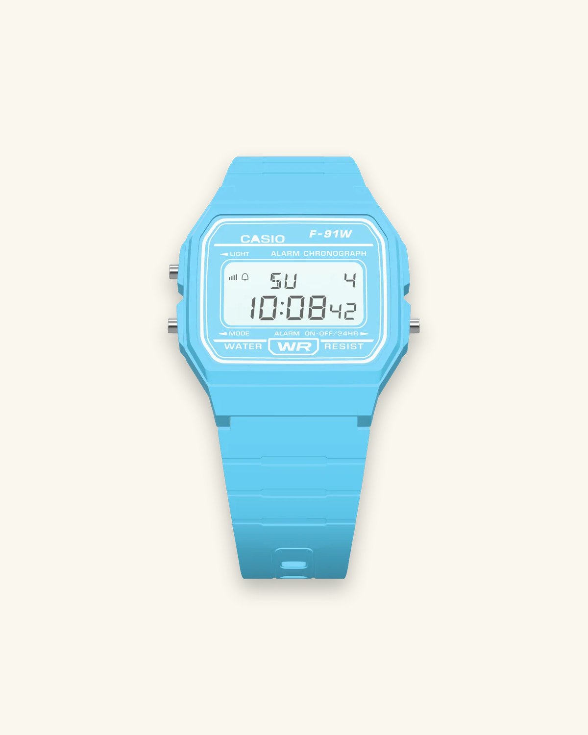 Casio F-91WC-2 Sky Blue, front view