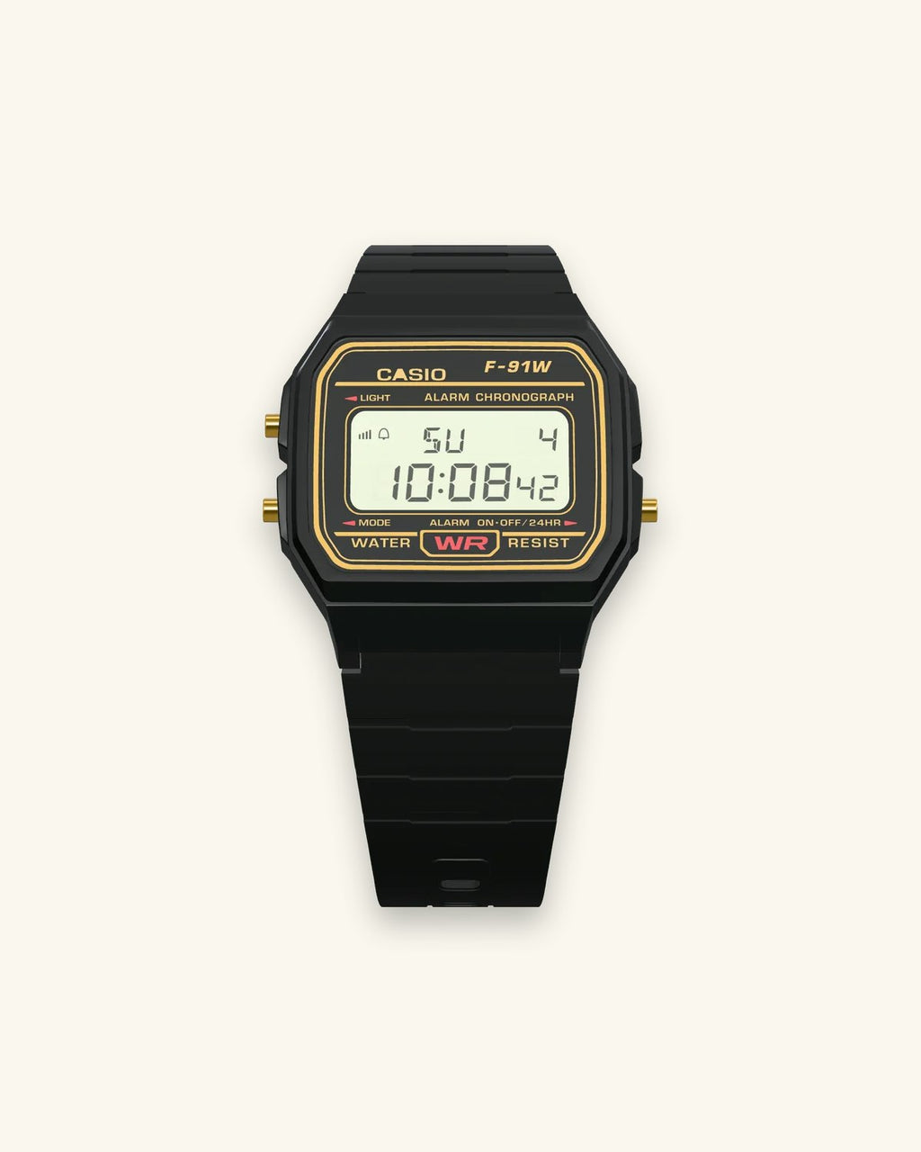 Casio F-91WG-9 Black & Gold, front view