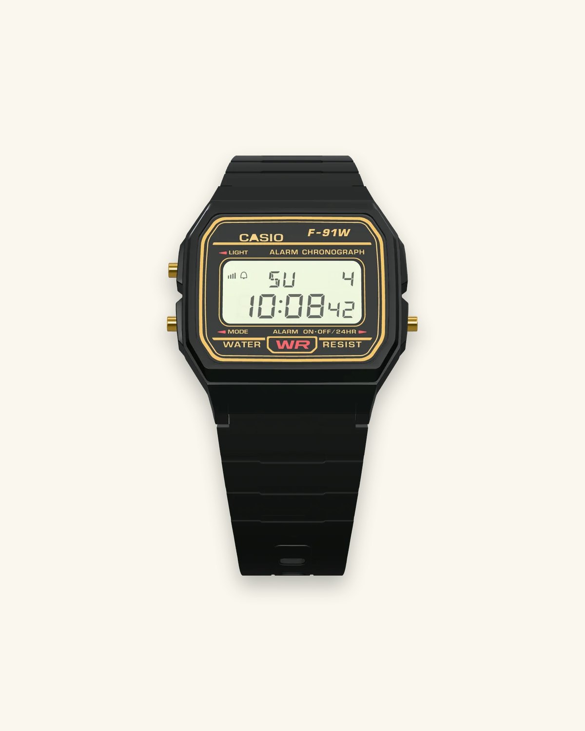 Casio F-91WG-9 Black & Gold, front view