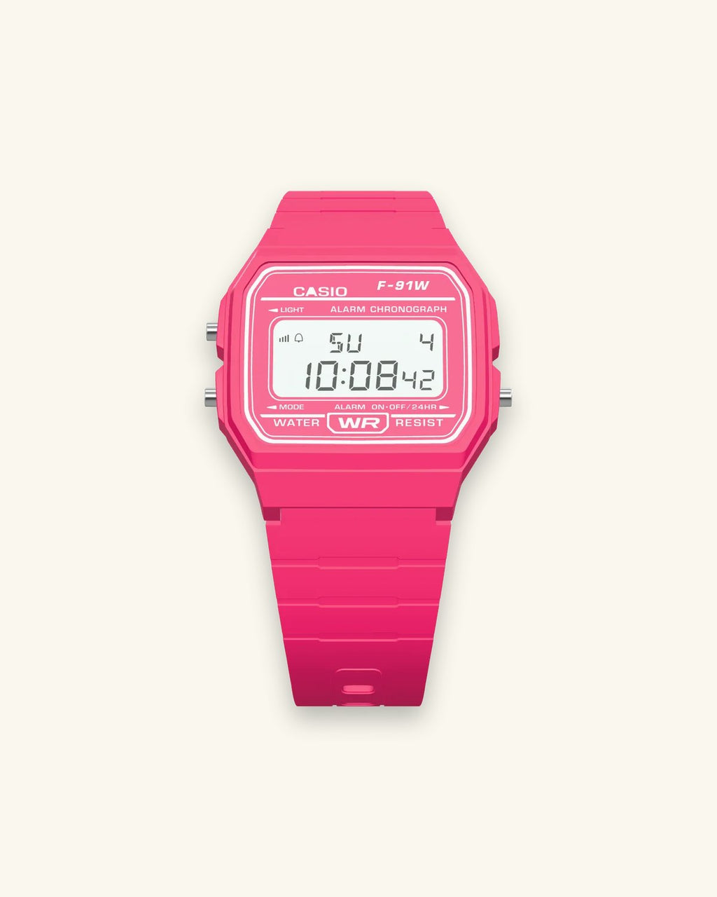 Casio F-91WC-4 Hot Pink, front view