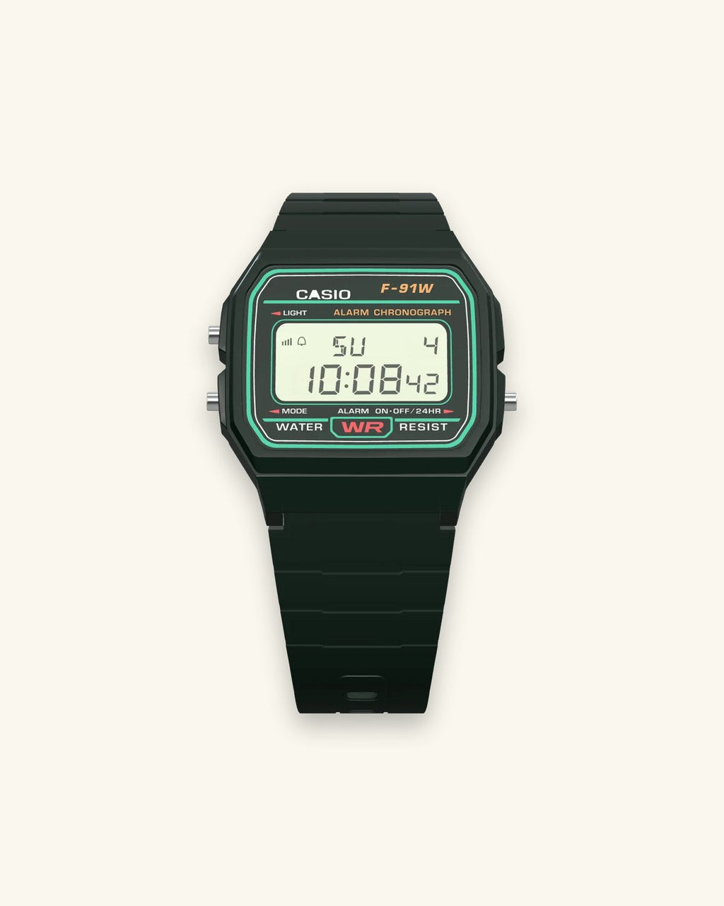 Casio F-91W-3 Deep Forest, front view