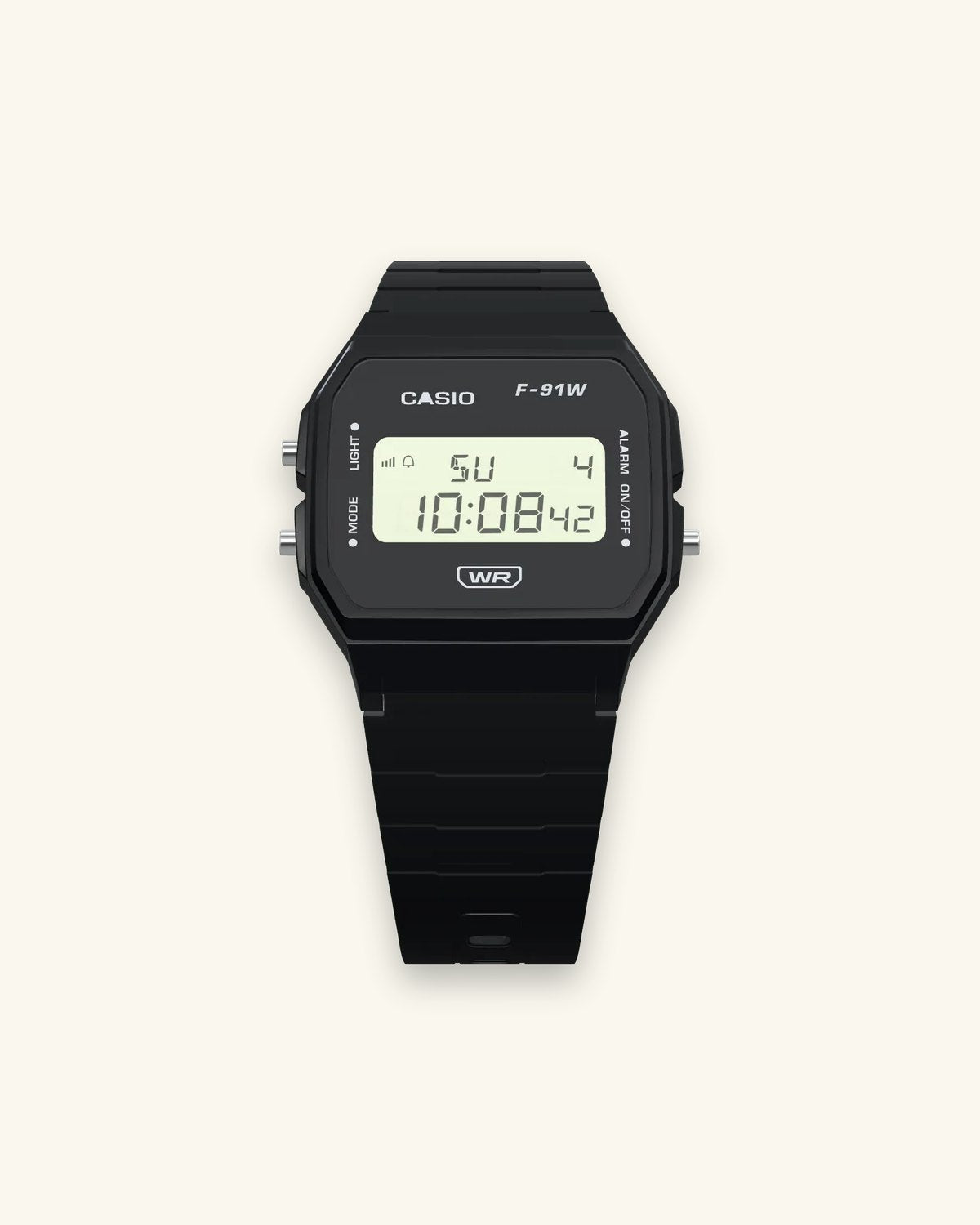 Casio F-91WB-1 Stealth Black, front view