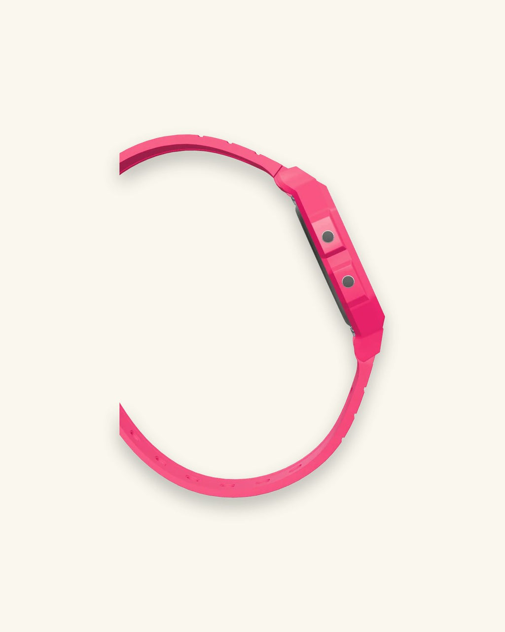 Casio F-91WC-4 Hot Pink, side profile
