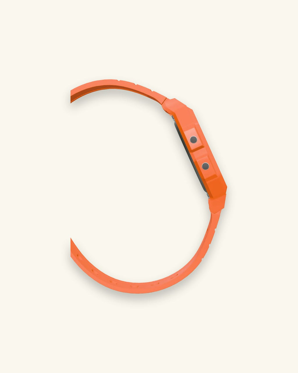 Casio F-91WC-4A2 Tangerine, side profile