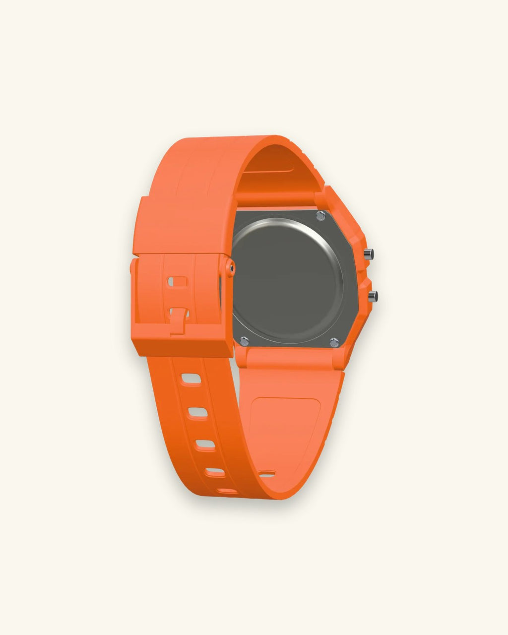 Casio F-91WC-4A2 Tangerine, stainless steel case back