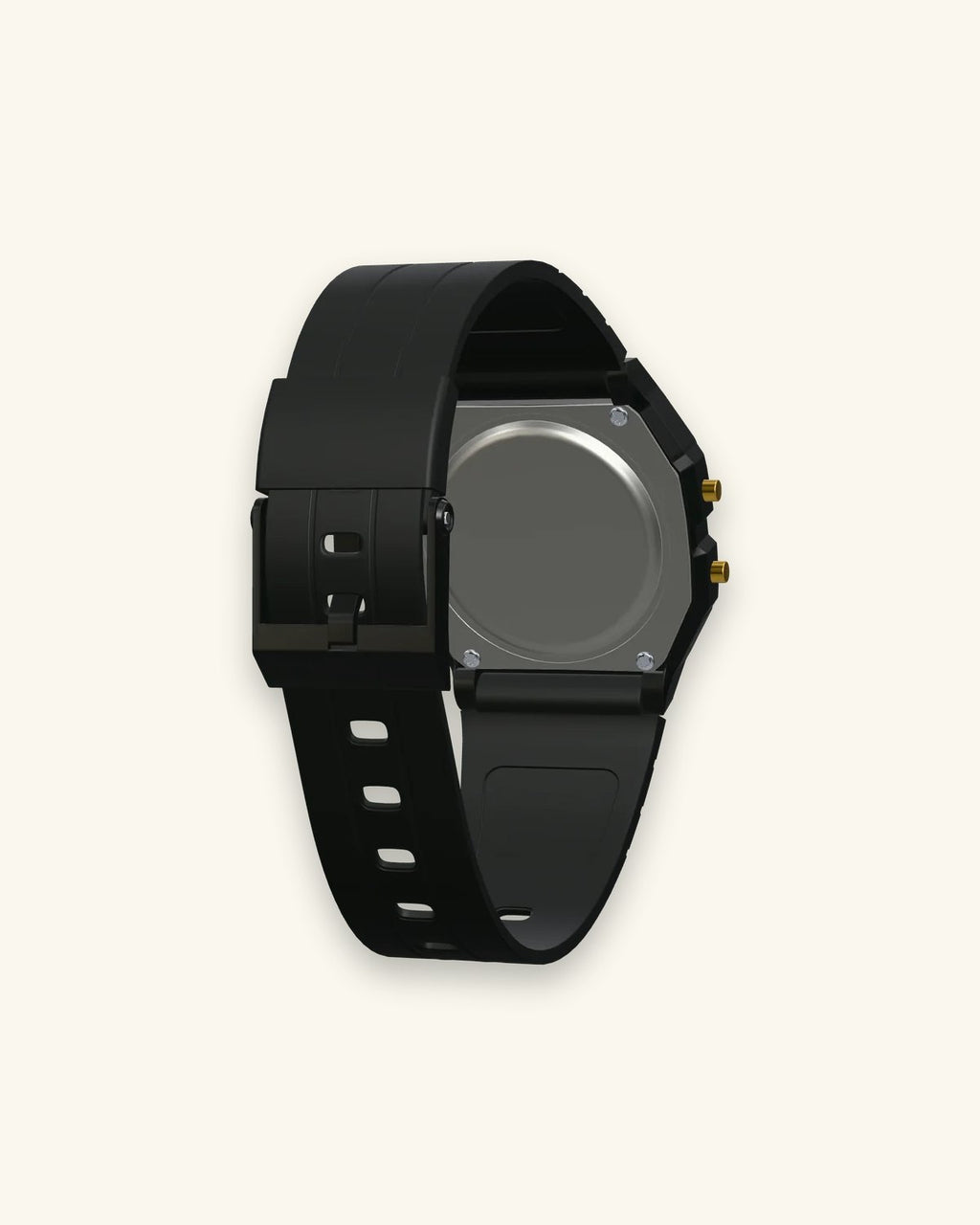 Casio F-91WG-9 Black & Gold, stainless steel case back
