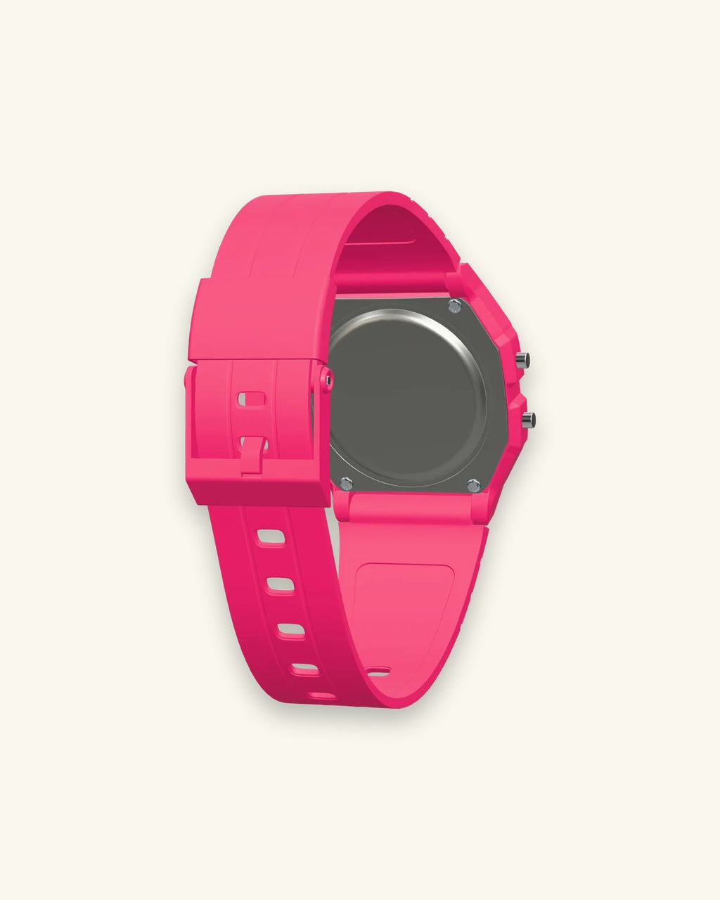 Casio F-91WC-4 Hot Pink, stainless steel case back