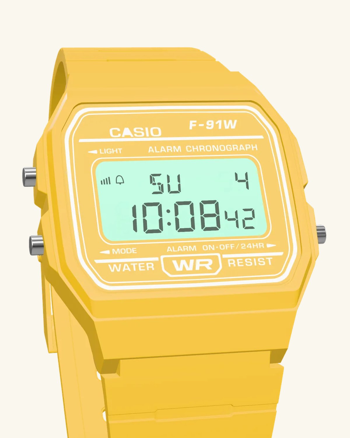 Casio F-91WC-9 Sunflower, LED backlight on