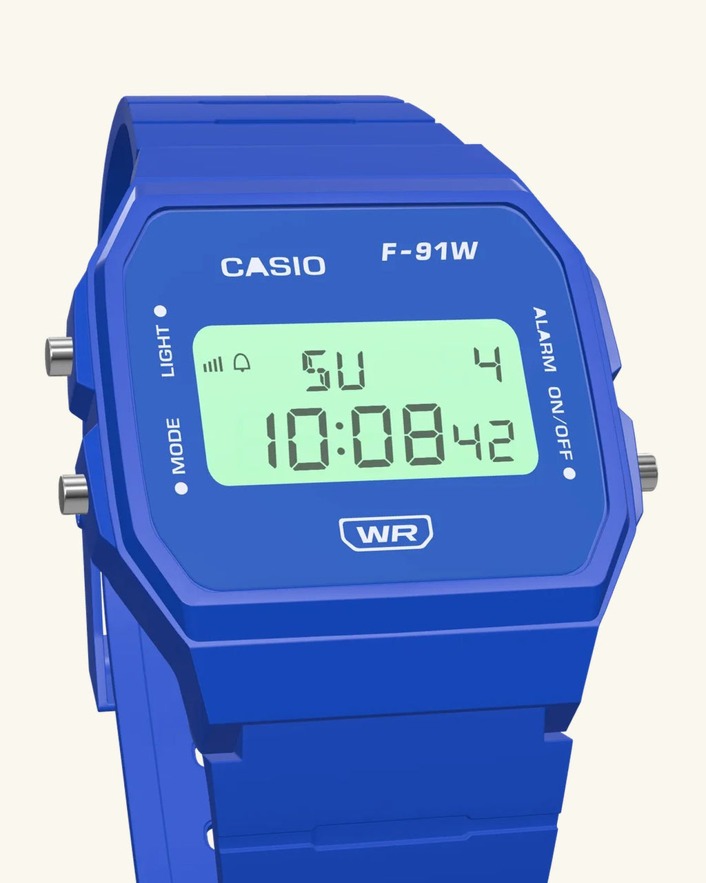Casio F-91WB-2 Navy Blue, LED backlight on