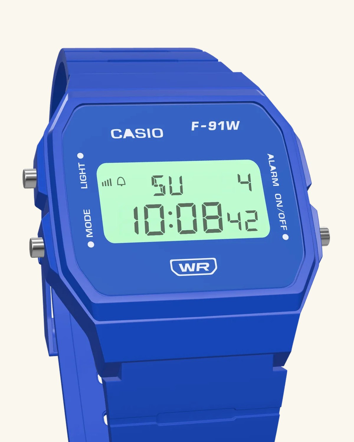 Casio F-91WB-2 Navy Blue, LED backlight on